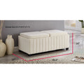Upholstered Storage Bench with Hidden Storage and Coffee Tray