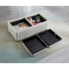 Upholstered Storage Bench with Hidden Storage and Coffee Tray