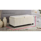 Upholstered Storage Bench with Hidden Storage and Coffee Tray