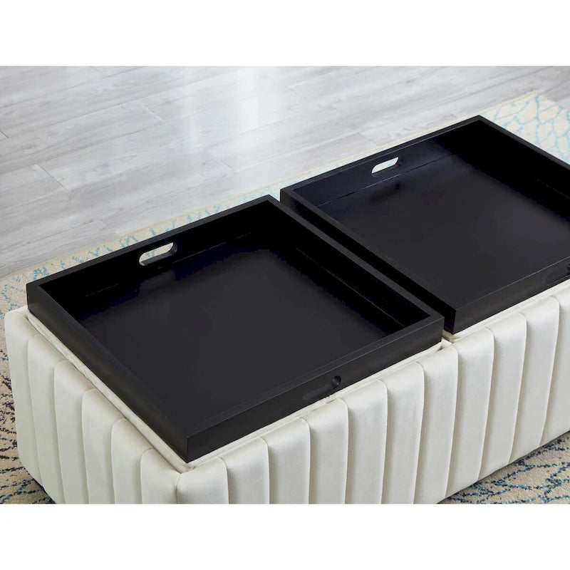 Upholstered Storage Bench with Hidden Storage and Coffee Tray