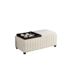 Upholstered Storage Bench with Hidden Storage and Coffee Tray