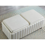 Upholstered Storage Bench with Hidden Storage and Coffee Tray