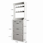 New Shoe Cabinet with 3 Doors 2 Drawers with Hanger,PVC Door With Shape,Large Space for Storage
