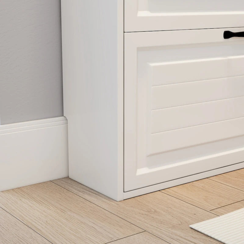 New Shoe Cabinet with 3 Doors 2 Drawers with Hanger,PVC Door With Shape,Large Space for Storage