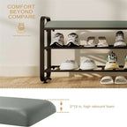 Cushioned Metal Shoe Rack with Adjustable Feet - 12.6D x 23.62W x 20.8H