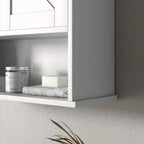 Bathroom Wall Cabinet, Wall Mounted Medicine Cabinet with Open Shelf & Adjustable Shelf, Storage for Laundry Room, White