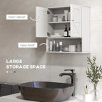 Bathroom Wall Cabinet, Wall Mounted Medicine Cabinet with Open Shelf & Adjustable Shelf, Storage for Laundry Room, White