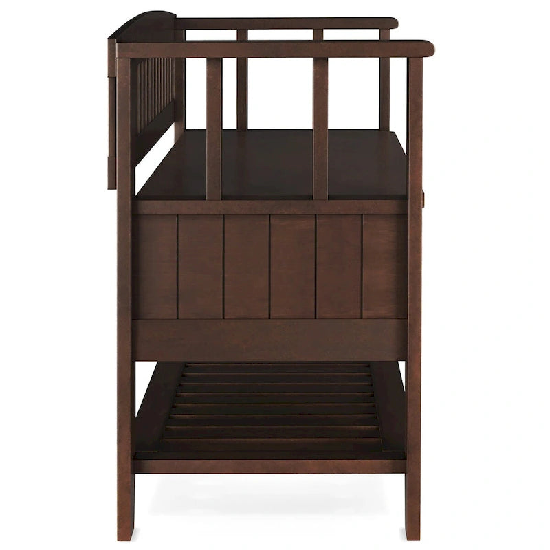 SOLID WOOD 48 inch Wide Transitional Entryway Storage Bench in Brunette Brown - 17 D x 48 W x 27.2 H