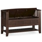 SOLID WOOD 48 inch Wide Transitional Entryway Storage Bench in Brunette Brown - 17 D x 48 W x 27.2 H
