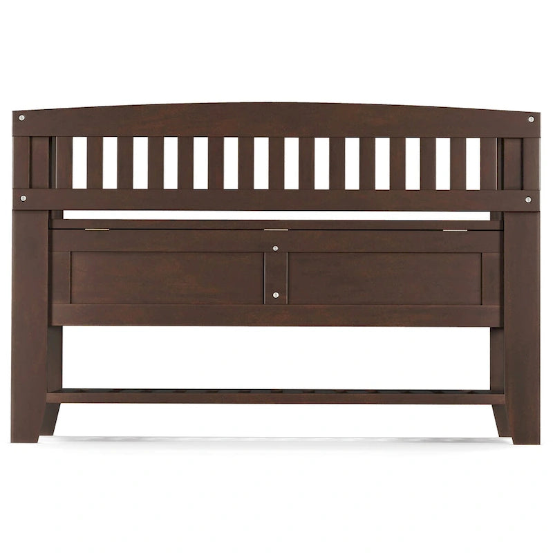 SOLID WOOD 48 inch Wide Transitional Entryway Storage Bench in Brunette Brown - 17 D x 48 W x 27.2 H