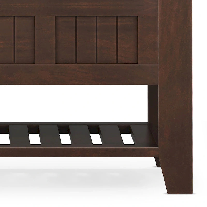 SOLID WOOD 48 inch Wide Transitional Entryway Storage Bench in Brunette Brown - 17 D x 48 W x 27.2 H