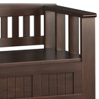 SOLID WOOD 48 inch Wide Transitional Entryway Storage Bench in Brunette Brown - 17 D x 48 W x 27.2 H