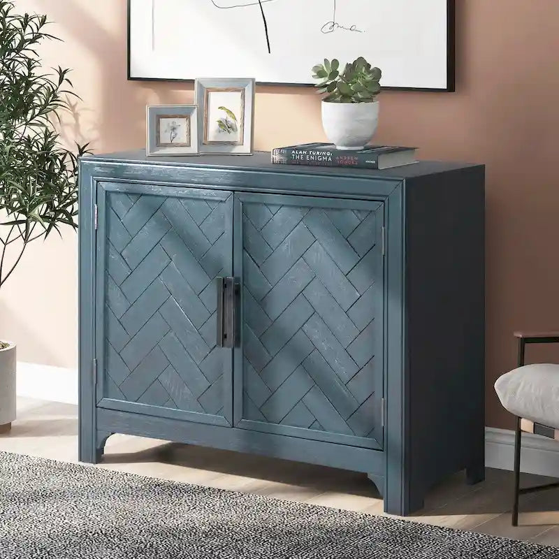 40-Inch Accent Cabinet with Unique Doors and One Adjustable Shelf