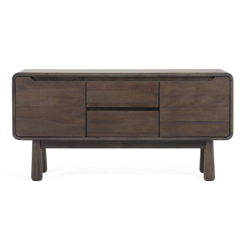 Modern Dark Acacia-Finished Buffet with Storage Drawers