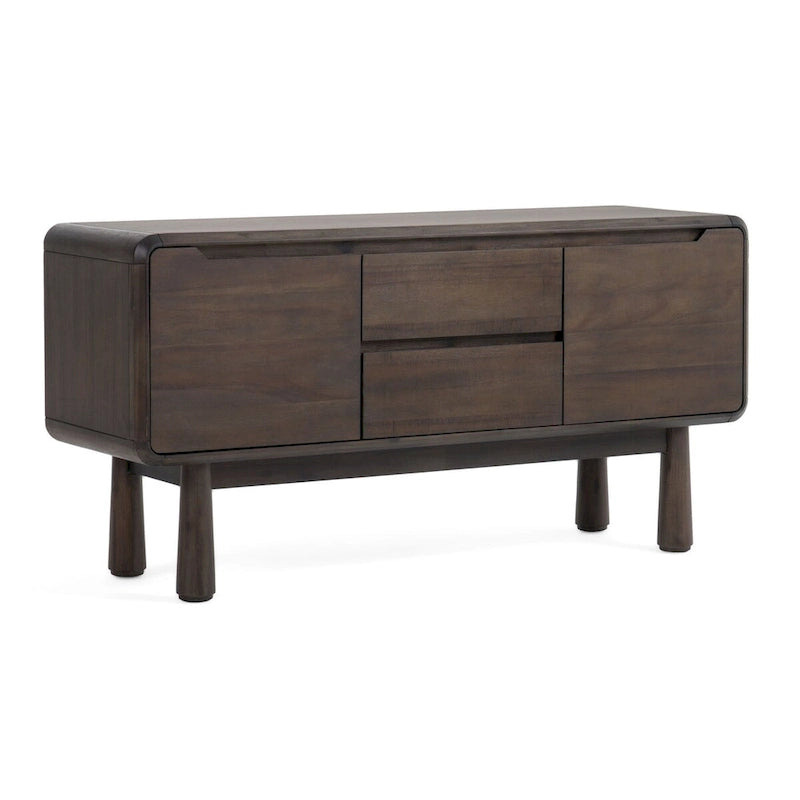 Modern Dark Acacia-Finished Buffet with Storage Drawers