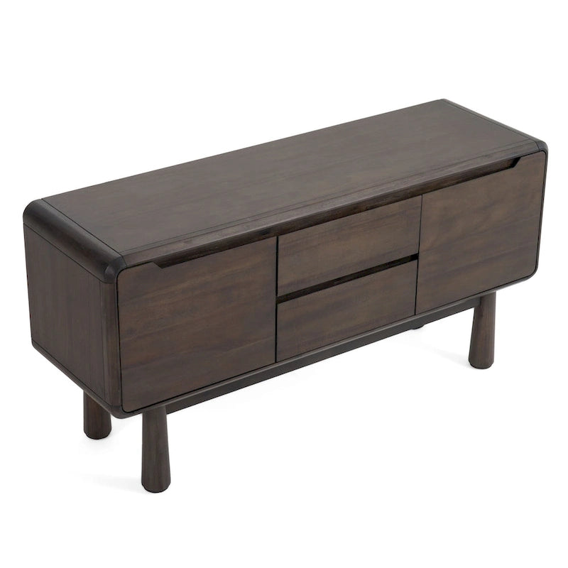 Modern Dark Acacia-Finished Buffet with Storage Drawers