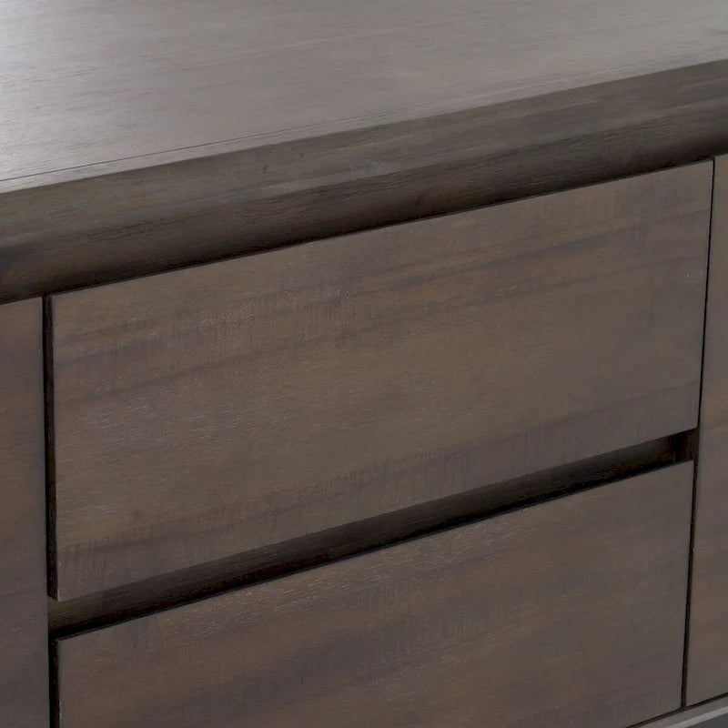 Modern Dark Acacia-Finished Buffet with Storage Drawers