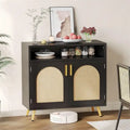 Rattan Buffet Sideboard Cabinet with Adjustable Shelves - 13.78D x 31.49W x 29.53H