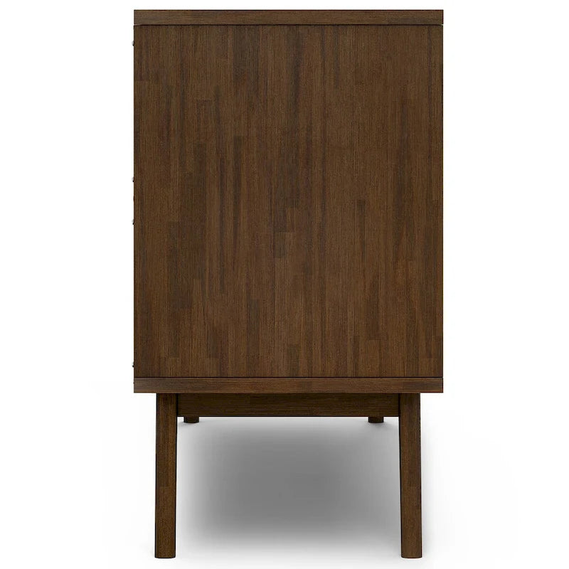 Solid Acacia Wood 60 Inch Sideboard with Wine Storage Rustic Natural Brown