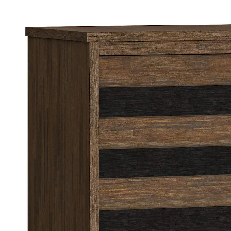 Solid Acacia Wood 60 Inch Sideboard with Wine Storage Rustic Natural Brown