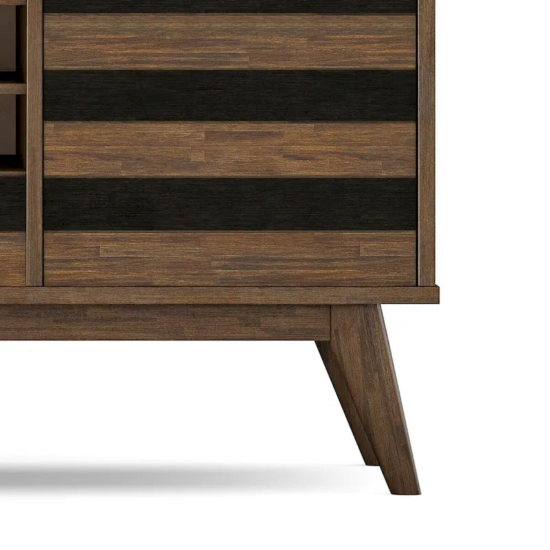 Solid Acacia Wood 60 Inch Sideboard with Wine Storage Rustic Natural Brown