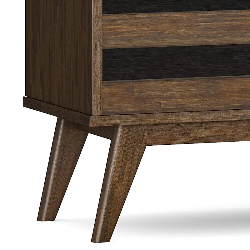 Solid Acacia Wood 60 Inch Sideboard with Wine Storage Rustic Natural Brown