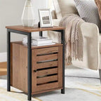 Industrial End Side Table with Adjustable Shelf