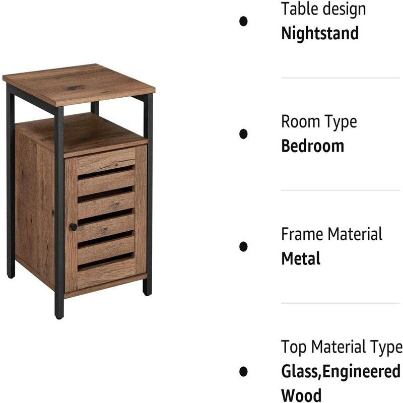 Industrial End Side Table with Adjustable Shelf