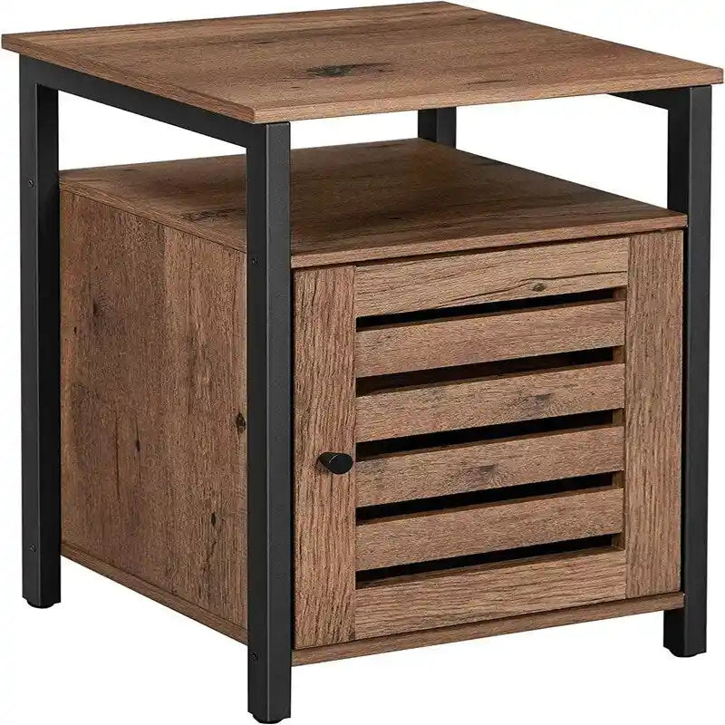 Industrial End Side Table with Adjustable Shelf