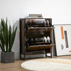 Narrow Shoe Cabinet with 2 Flip Storage Drawers