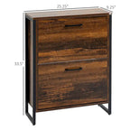 Narrow Shoe Cabinet with 2 Flip Storage Drawers