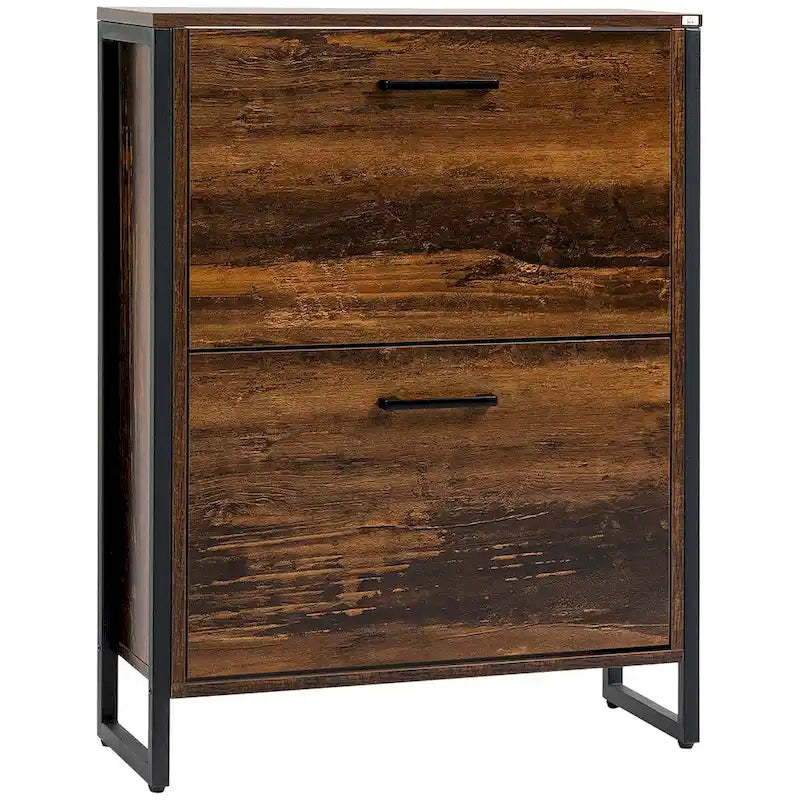 Narrow Shoe Cabinet with 2 Flip Storage Drawers