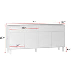 Buffet Storage Cabinet with Pine Leg and Adjustable Interior Sideboard - 63