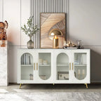 60 inches Wood TV Stand with Storage Cabinet and Glass Door