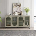 60 inches Wood TV Stand with Storage Cabinet and Glass Door