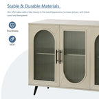 60 inches Wood TV Stand with Storage Cabinet and Glass Door