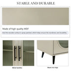 60 inches Wood TV Stand with Storage Cabinet and Glass Door