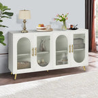 60 inches Wood TV Stand with Storage Cabinet and Glass Door
