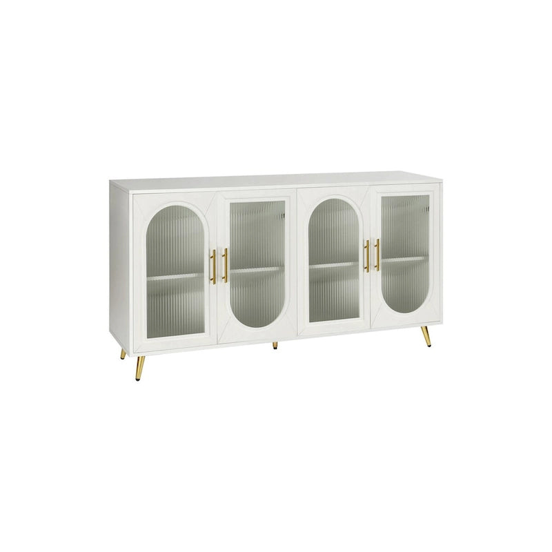 60 inches Wood TV Stand with Storage Cabinet and Glass Door