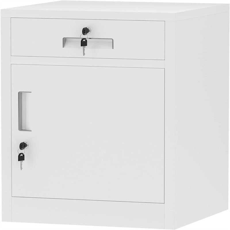 Metal Storage Cabinet with Lockable Drawer Door