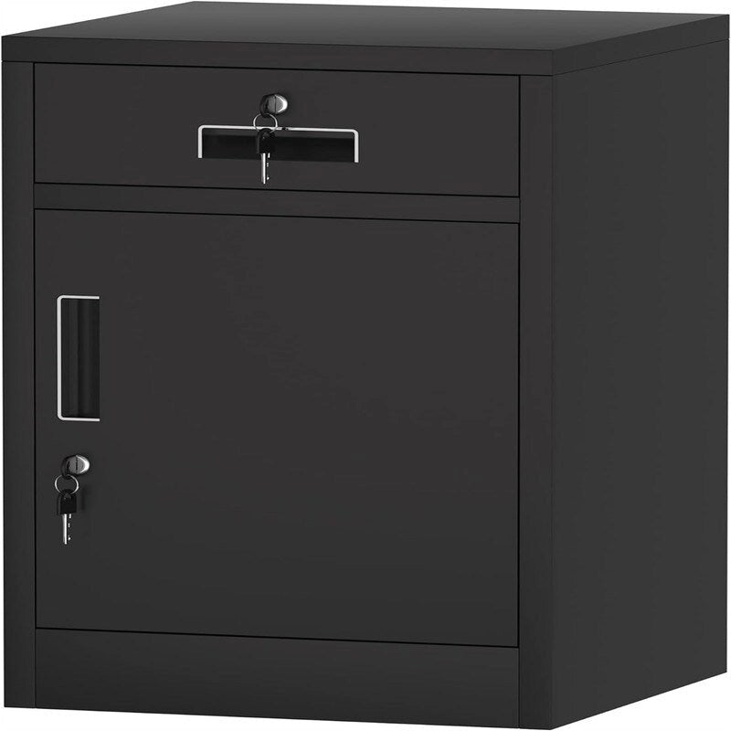 Metal Storage Cabinet with Lockable Drawer Door