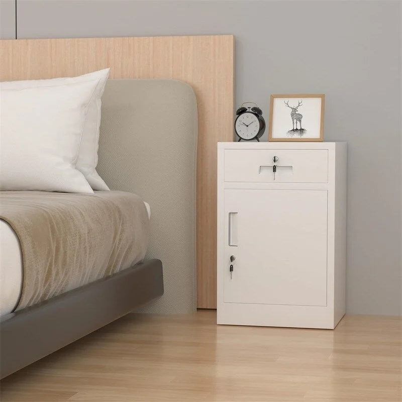 Metal Storage Cabinet with Lockable Drawer Door