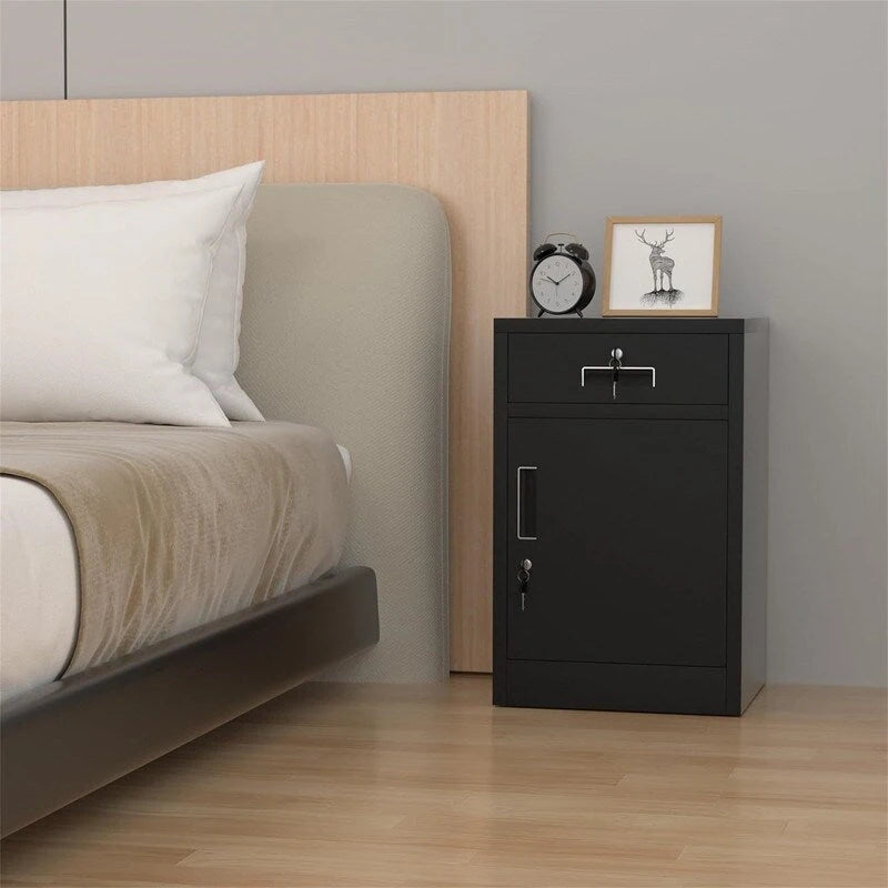 Metal Storage Cabinet with Lockable Drawer Door