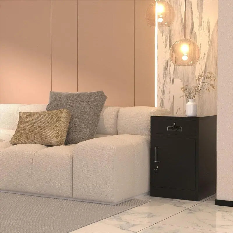 Metal Storage Cabinet with Lockable Drawer Door