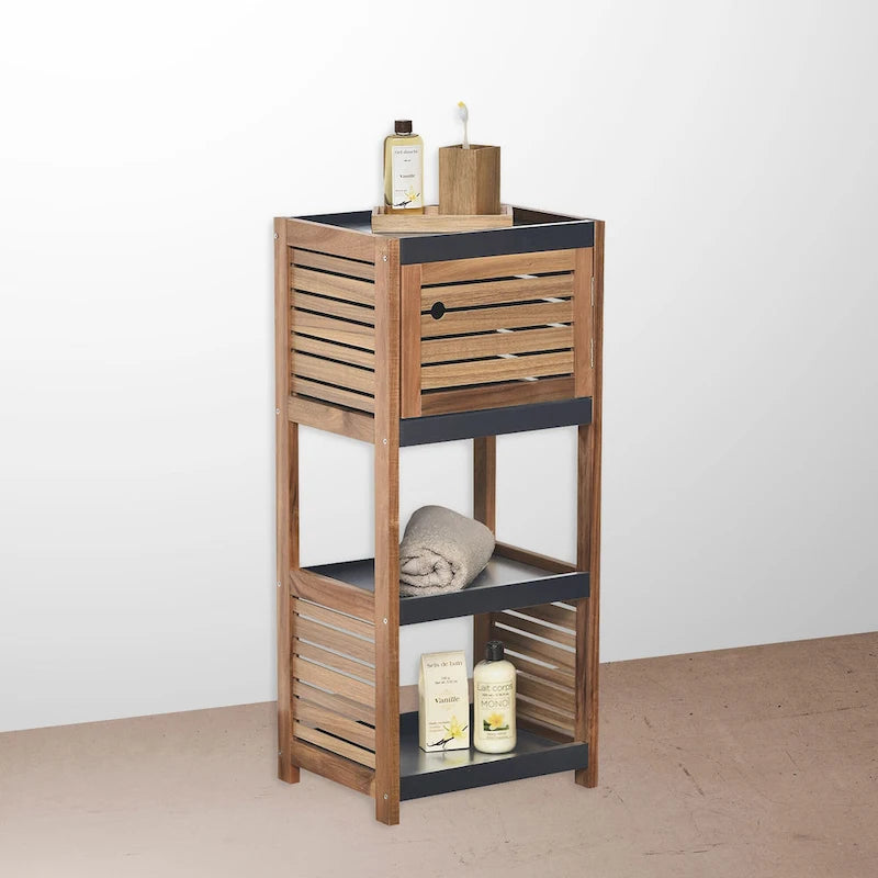 Compact Bathroom Storage Cabinet with Open Shelves - 14.5L x 11 3/4W x 32 6/8H