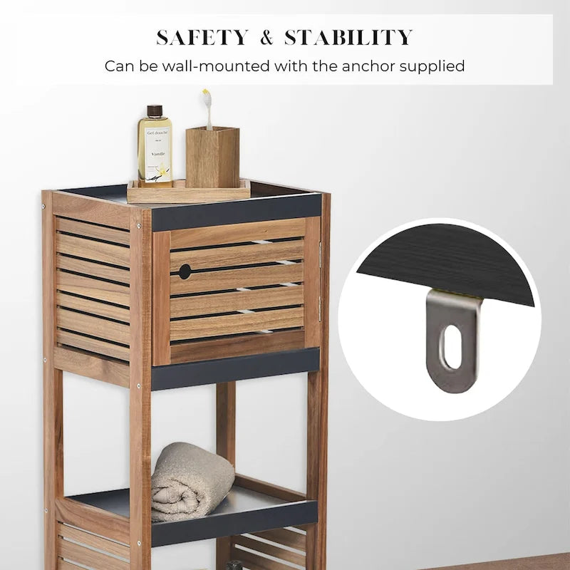 Compact Bathroom Storage Cabinet with Open Shelves - 14.5L x 11 3/4W x 32 6/8H