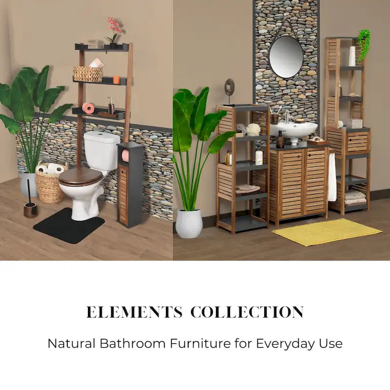 Compact Bathroom Storage Cabinet with Open Shelves - 14.5L x 11 3/4W x 32 6/8H