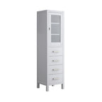 Wooden Linen Cabinet with Drawers Glass Door - 66 inches