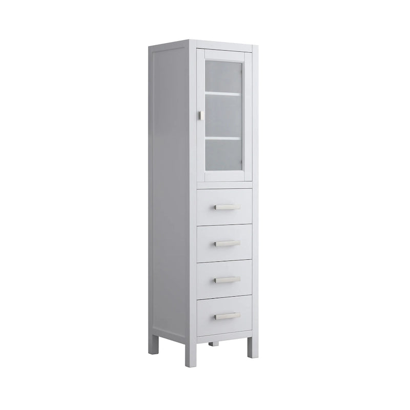 Wooden Linen Cabinet with Drawers Glass Door - 66 inches