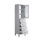 Wooden Linen Cabinet with Drawers Glass Door - 66 inches